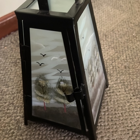 Artisan Hand painted glass and metal lighthouse candle holder lantern decor - Picture 6 of 14